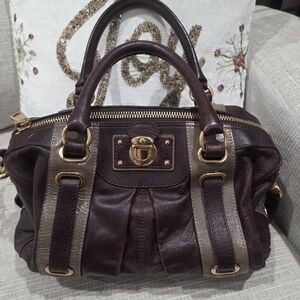 100% Authentic Marc Jacobs Made In Italy Brown Leather Satchel Bag